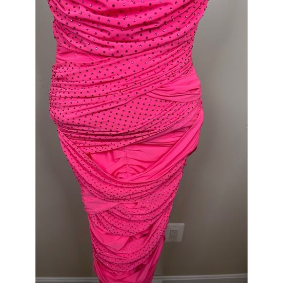 Retrofete Crystal Embellished Ruched Draped Strapless Bodycon Maxi Dress Sz XS - Picture 4 of 6